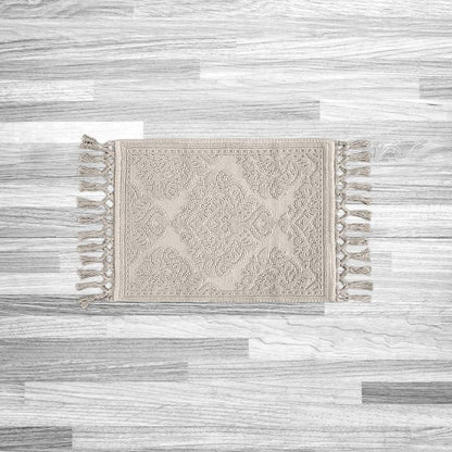 Jean Pierre - Ricardo Bath Mat, Woven Fringe Bathroom Rugs, 100% Cotton, Premium Bathroom Decor - Measures 17" x 31" - Light Gray