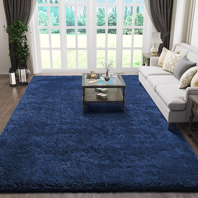 Ophanie 6x9 Blue Rugs for Living Room, Large Fluffy Shag Fuzzy Plush Soft Area Rugs, Floor Shaggy Navy Carpets for Bedroom, Carpet for Kids Boys Girls Dorm Nursery Decor with Over 99 pcs Pile fibers