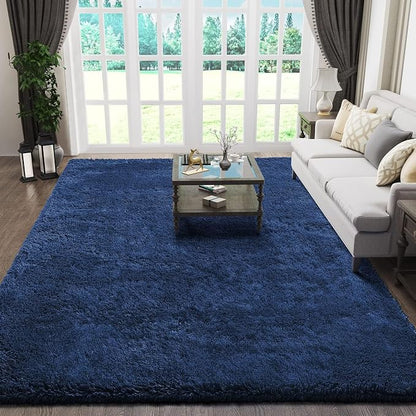 Ophanie 6x9 Blue Rugs for Living Room, Large Fluffy Shag Fuzzy Plush Soft Area Rugs, Floor Shaggy Navy Carpets for Bedroom, Carpet for Kids Boys Girls Dorm Nursery Decor with Over 99 pcs Pile fibers