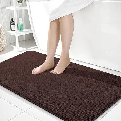 OLANLY Memory Foam Bathroom Runner Rugs 45x27, Absorbent Long Mat, Brown | Soft Quick Dry Bath Rugs, Non-Slip Carpet, Machine Washable Mat for Bathroom Floor, Tub and Shower, Home Decor Accessories