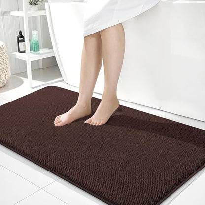 OLANLY Memory Foam Bathroom Runner Rugs 44x24, Absorbent Long Mat, Brown | Soft Quick Dry Bath Rugs, Non-Slip Carpet, Machine Washable Mat for Bathroom Floor, Tub and Shower, Home Decor Accessories