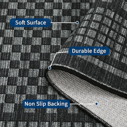 Large Area Rug 10x13 Rug for Living Room Modern Black Checkered Washable Bedroom Rug Farmhouse Non Slip Throw Rugs Soft Low Pile Stain Resistant Carpet for Dining Room Department 10'x13'
