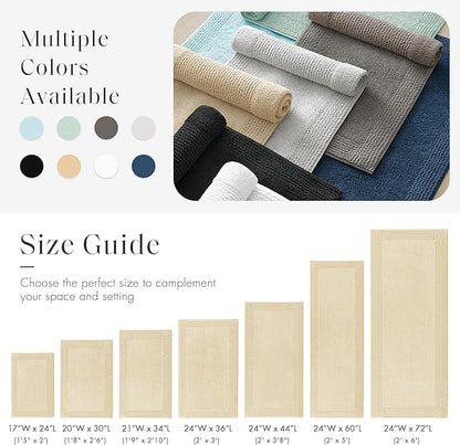 Madison Park Splendor Reversible 100% Cotton Bath Rug, 24 x 44, Natural | Tufted Bathroom Mat, 3000 GSM, Hotel Quality, Luxurious Plush, Medium Pile, Absorbent, Quick Dry, OEKO-TEX, Shower Room Décor