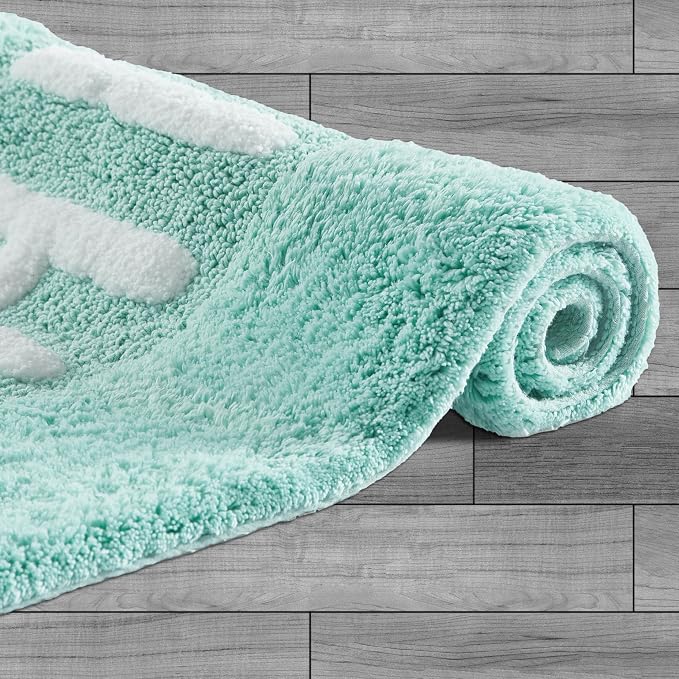 Jean Pierre Cotton 2-Piece Bath Rug Set - Soft Cotton Bath Mat - Bathroom Decor - Water Absorbent and Machine Washable - Measures 20"x32"- "His & Hers"- Aqua Blue