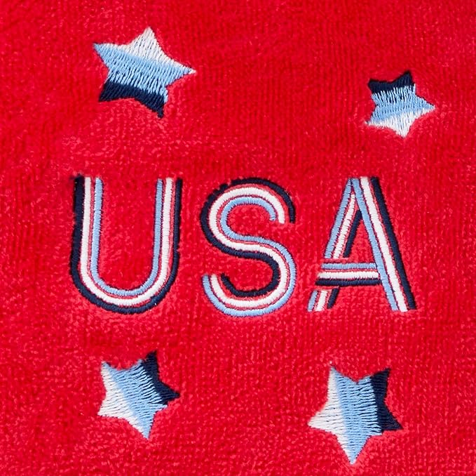 SKL Home USA Hand Towel Set-2pc, 100% Cotton, Embroidered, Red | Fun for Memorial Day, 4th of July, Labor Day & all patriotic holidays. For use in the bathroom, kitchen or bar.