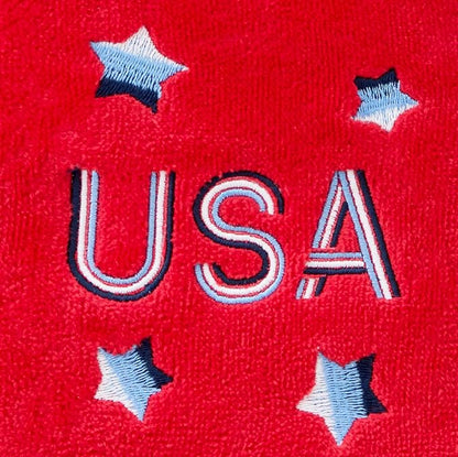 SKL Home USA Hand Towel Set-2pc, 100% Cotton, Embroidered, Red | Fun for Memorial Day, 4th of July, Labor Day & all patriotic holidays. For use in the bathroom, kitchen or bar.