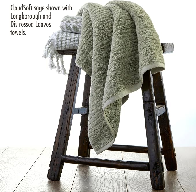 SKL Home CloudSoft Hand Towel Set, 2-Piece, 100% Cotton Luxury, Sage | Premium spa-level quality. 600 GSM weight. Ultra plush & absorbent. For use in the bathroom, kitchen, bar or any sink space.