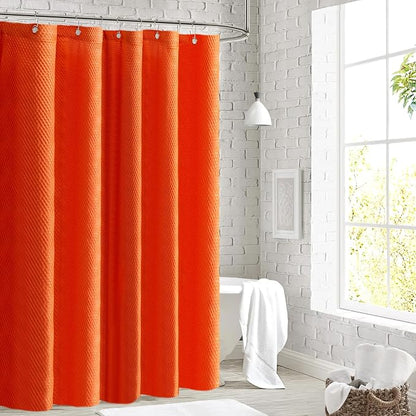 Tititex Solid Burnt Ochre Orange Cloth Fabric Shower Curtain Liner with 2 Magnets - Texture Soft Hotel Quality Shower Liner, Light-Weight & Machine Washable 72x72 inch