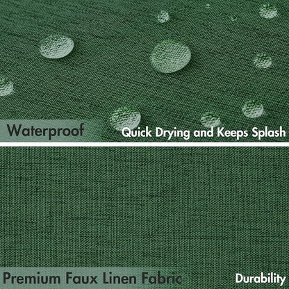 MIULEE Dark Green Scalloped Linen Shower Curtain 72x72 Inches | Linen Textured, Waterproof, Washable, 12 Metal Hooks, Heavy Duty Cloth, Black Border, Shower Curtain for Bathroom Bathtub