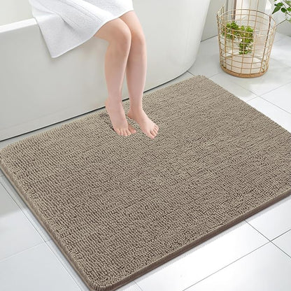 OLANLY Large Bathroom Rugs 40x32, Extra Soft Absorbent Chenille Bath Rugs | Warm Taupe, Quick-Drying Rubber Backing, Machine Washable Bath Mat for Bathroom Floor, Tub and Shower, Home Decor Accessories