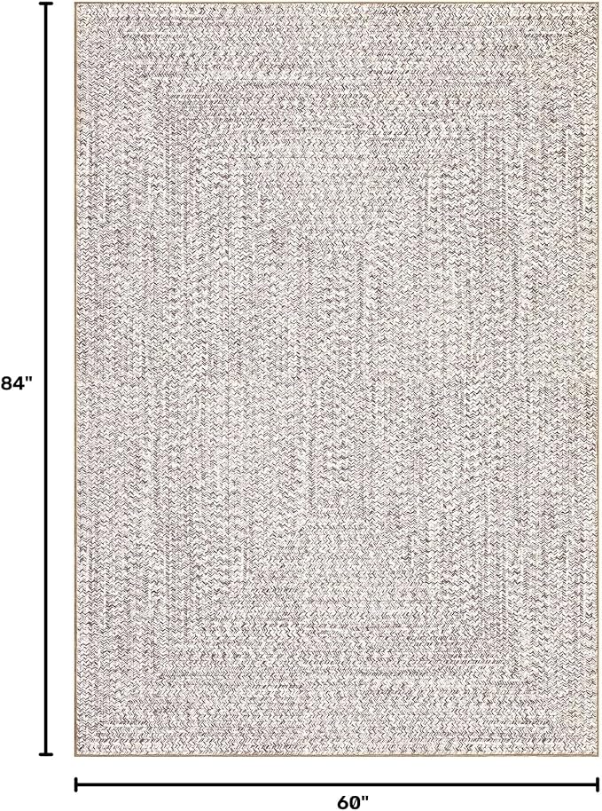 Printed Washable Area Rugs 5x7 Rug for Living Room Non Slip Modern Soft Area Rug for Bedroom Farmhouse Braided Print Throw Rugs Contemporary Stain Resistant Carpet for Dining Room 5'x7'
