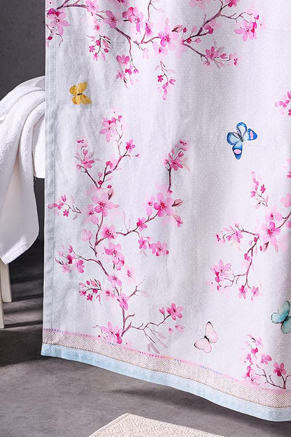 Maison d' Hermine Shower Curtain 100% Cotton One Panel 70"x72" Washable Fabric Shower Curtains for Bathroom, Easy Hanging with 12 Button Holes - Home Hotel Spa Easter Gifts(Blossoms in Spring)