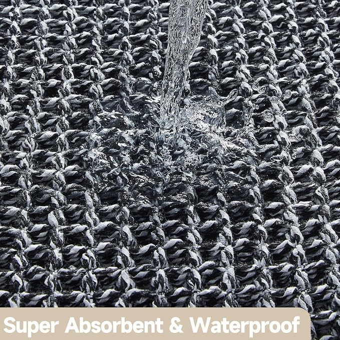 TYUU Waffle Bath Mat, Boho Bathroom Rugs Non Slip, 36x24 Black & White | Super Absorbent Quick Dry Bath Rug, Non-Slip Backing, Soft Waffle Washable Farmhouse Bathroom Mats, Tub, Shower & Home Decor
