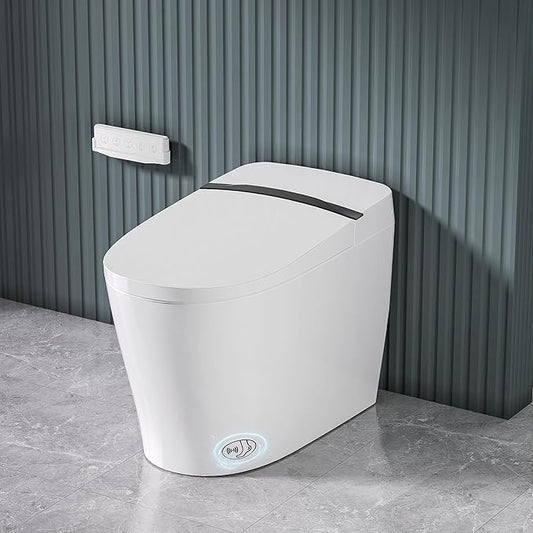 Smart Toilet with Bidet Built In, One Piece Elongated Toilet with Tank, Pump-Assisted Flush, Heated Seat, Warm Water Wash & Air Dryer, Foot Sensor Flush, LED Display