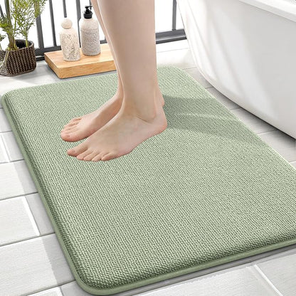 OLANLY Memory Foam Small Bathroom Rug 24x16, Absorbent Bath Mat, Sage Green | Soft Quick Dry Bath Rugs, Non-Slip Carpet, Machine Washable Mat for Bathroom Floor, Tub and Shower, Home Decor Accessories