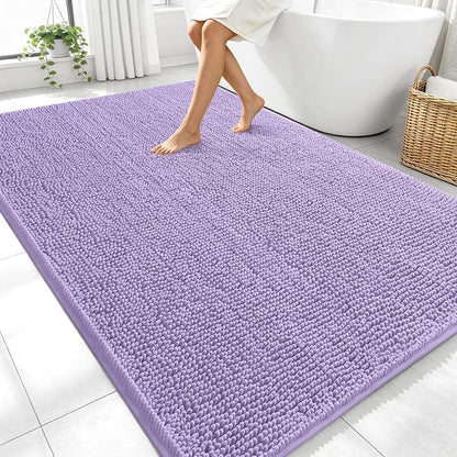 OLANLY Large Bathroom Rugs 70x46, Extra Soft Absorbent Chenille Bath Rugs | Lavender, Quick-Drying Rubber Backing, Machine Washable Bath Mat for Bathroom Floor, Tub and Shower, Home Decor Accessories