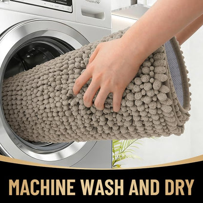 OLANLY Thick Chenille Absorbent Bathroom Rugs Mat 30x20, Warm Taupe | Soft Bath Rugs, Rubber Backing, Machine Wash Dry, Bath Mats for Bathroom, Tub and Shower, Home Decor Accessories
