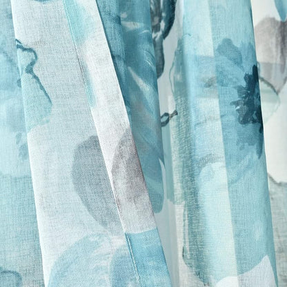 Lush Decor Leah Floral Sheer Window Curtain Panels Pair 52"W x 84"L Blue - Floral Curtains for Bedroom - Sheer Curtains for Living Room
