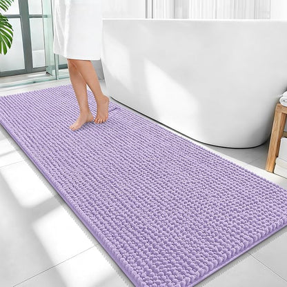 OLANLY Thick Chenille Bathroom Runner Rugs Mats 59x24, Lavender | Soft Absorbent Bath Rugs, Rubber Backing, Machine Wash Dry, Bath Mats for Bathroom, Tub and Shower, Home Decor Accessories