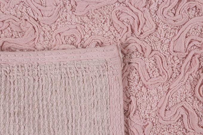 Home Weavers Bell Flower Toilet Tank Lid Cover – 10"x22", 100% Cotton, Tufted, Soft & Absorbent, Non-Slip, Machine Washable Bathroom Décor, Pink