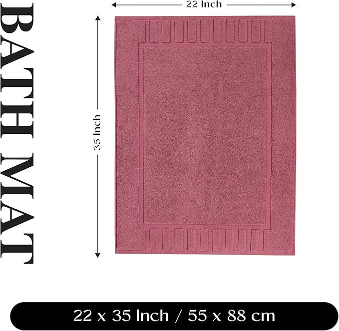 Superior 100% Cotton Bathmat Set, Bath Mats, Bathroom Decor, Shower, Bathtub Essentials, Home Accessories, Washable Rug, No Backing, Heavyweight, Leo Collection, Set of 2, 22" x 35", Rosewood