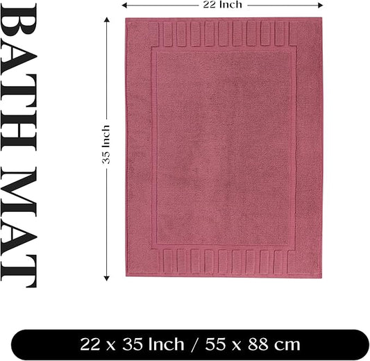 Superior 100% Cotton Bathmat Set, Bath Mats, Bathroom Decor, Shower, Bathtub Essentials, Home Accessories, Washable Rug, No Backing, Heavyweight, Leo Collection, Set of 2, 22" x 35", Rosewood