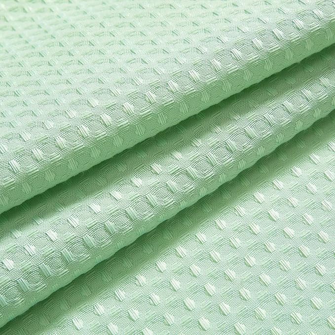 River Dream Waffle No Hook Shower Curtain with Liner,Green Light,71x74 | Dotted Waffle,Snap-in Liner,Heavy Duty,Quick Dry,Mesh Top Window,With Bottom Magnets,Hotel-Grade,Washable,Standard Size