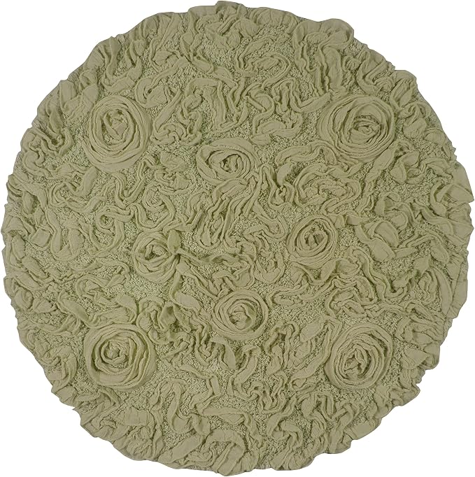 Home Weavers Bell Flower Collection 100% Cotton Tufted Bath Rugs, Extra Soft and Absorbent Bath Rugs, Non-Slip Bath Mats, Machine Washable, Bath Mats for Bathroom Floor and Tub, 30" Round, Green