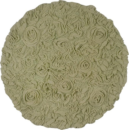 Home Weavers Bell Flower Collection 100% Cotton Tufted Bath Rugs, Extra Soft and Absorbent Bath Rugs, Non-Slip Bath Mats, Machine Washable, Bath Mats for Bathroom Floor and Tub, 30" Round, Green