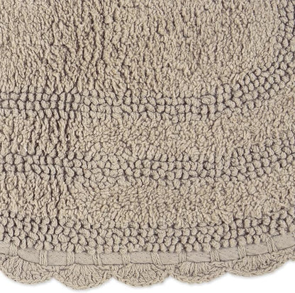DII Crochet Collection Reversible Bath Mat, Large Oval, 21x34, Stone