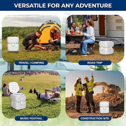 SereneLife 5.8 Gal Portable Camping Toilet with Carry Bag & Level Indicator | Self-Contained 5.8-Gal Waste Tank, Up To 100 Flushes, Leak-Resistant Design And Hand Sprayer For Camping, RVs And Boating
