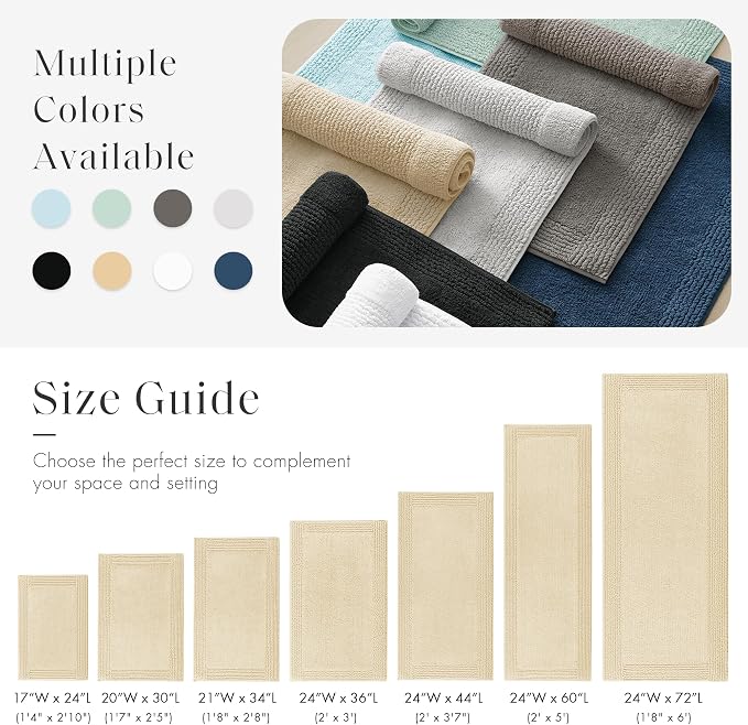 Madison Park Splendor Reversible 100% Cotton Tufted Bathroom Rug3000 GSM Hotel Quality Luxurious Plush Medium Pile BathMat Absorbent, Quick Dry, ShowerRoom Décor, 21x34, Natural, 1'9"x2'10"(Pack of 4)