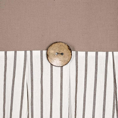 DOSLY Ides Farmhouse Taupe Shower Curtain, Taupe and Brown Stripe, Button Curtain, Cotton Blend and Cotton Woven Fabric, Rustic Charm Country Chic Style, 72x78 in, Bathroom