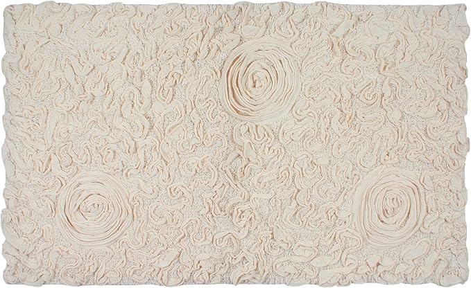 Home Weavers Bell Flower Collection 100% Cotton Tufted Bath Rugs, Extra Soft and Absorbent Bath Rugs, Non-Slip Bath Mats, Machine Washable, Bath Mats for Bathroom Floor, 24"x40" Rectangle, Ivory