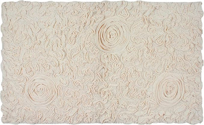 Home Weavers Bell Flower Collection 100% Cotton Tufted Bath Rugs, Extra Soft and Absorbent Bath Rugs, Non-Slip Bath Mats, Machine Washable, Bath Mats for Bathroom Floor, 24"x40" Rectangle, Ivory