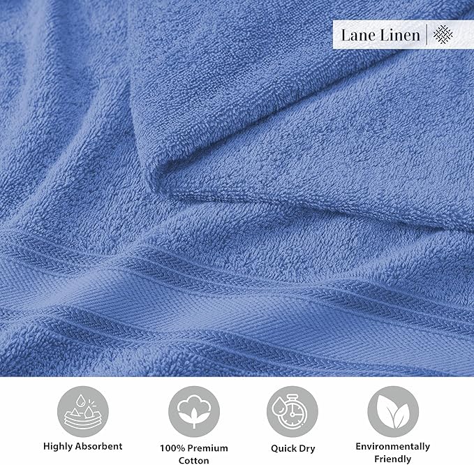 LANE LINEN Towel Set Soft Absorbent Quick Dry 100% Cotton 3 Piece - Allure | Cotton Bath Towels - Lightweight & Breathable, Fade-Resistant Color, Classic Terry Weave, Densely Woven, Coordinated Colors