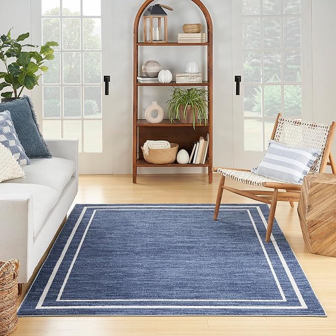Nourison Home Nourison Essentials Navy/Ivory 4' x 6' Area Rug - Easy Clean, Non Shedding, Bed Room, Living Room, Dining Room, Kitchen (4' x 6')