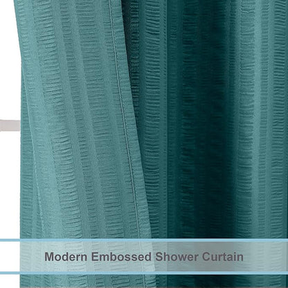Aiyufeng Turquoise Shower Curtain for Bathroom, Embossed Textured Fabric Shower Curtain for Bathroom - Soft Cloth & Hotel Spa, Machine Washable, 72X78, Turquoise