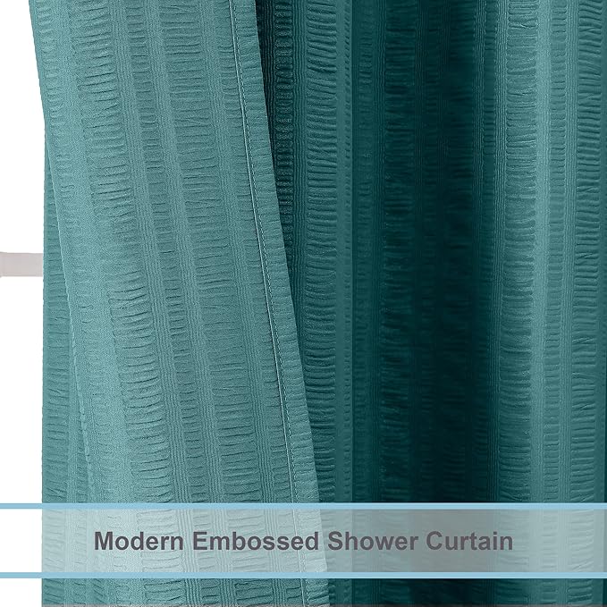 Aiyufeng Turquoiser Shower Curtain for Bathroom, Embossed Textured Fabric Shower Curtain for Bathroom - Soft Cloth & Hotel Spa, Machine Washable, 72X96, Turquoiser