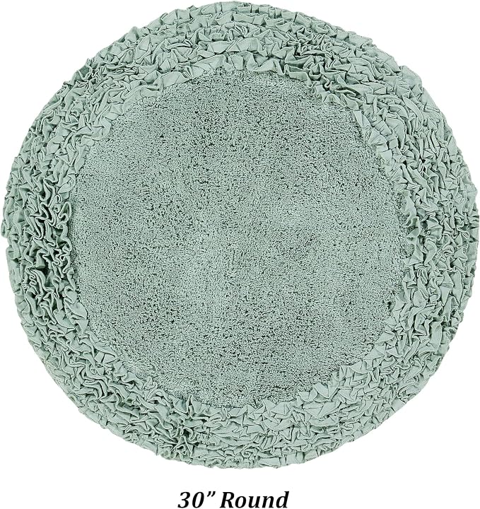 Better Trends Premium Bathroom 30” Round Mat 100% Cotton, Water Absorbent Non-Slip Backing, Machine Washable for Bathroom, Tub, and Shower Use, Sage Shaggy Border Collection