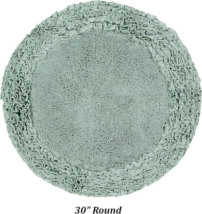 Better Trends Premium Bathroom 30” Round Mat 100% Cotton, Water Absorbent Non-Slip Backing, Machine Washable for Bathroom, Tub, and Shower Use, Sage Shaggy Border Collection