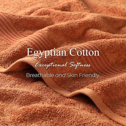 Superior Egyptian Cotton 8-Piece Towel Set, Assorted Towels for Home Bathroom, Master Bath, Decor Essentials, Includes 2 Bath, 2 Hand, 4 Face Towels/Washcloths, Quick Dry, Absorbent, Caramel Brown