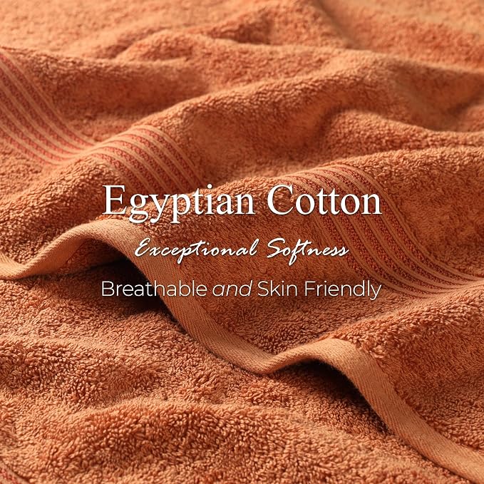 Superior Egyptian Cotton Hand Towel Set, Small Towels for Home Bathroom, Master, Guest Bath, Decor Essentials, Quick Dry, Absorbent, Kitchen, Spa, Hotel, Resort, Adult, Kids, Set of 8, Caramel Brown