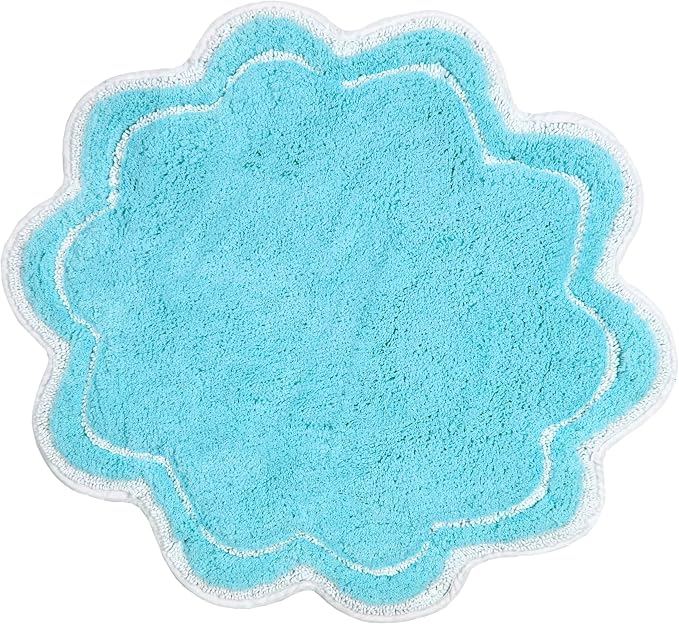 Home Weavers Allure Collection 100% Cotton Tufted Round Shape Bathroom Rug, Soft and Absorbent Bath Rugs, Non-Slip Bath Carpet, Machine Wash Dry Bath Mats for Bathroom Floor, 30" Round, Turquoise