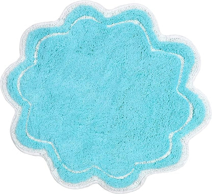 Home Weavers Allure Collection 100% Cotton Tufted Round Shape Bathroom Rug, Soft and Absorbent Bath Rugs, Non-Slip Bath Carpet, Machine Wash Dry Bath Mats for Bathroom Floor, 30" Round, Turquoise