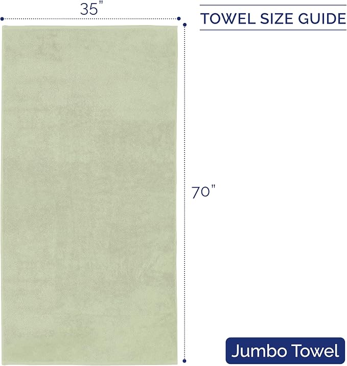 Elegant Comfort Premium Turkish Cotton 1 Piece Jumbo Bath Towel - 35 x 70 inch, Luxurious Hotel Spa Quality 100% Turkish Cotton Large Bath Towel - Highly Absorbent - Soft Bathroom Towel, Mint Green