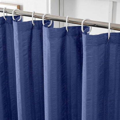 Aiyufeng Royal Blue Extra Long Shower Curtain 72 x 84, 3D Embossed Textured Fabric Shower Curtain for Bathroom, Water Repellent, Machine Washable, Blue