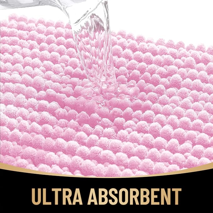 OLANLY Thick Chenille Bathroom Runner Rugs 44x24, Absorbent Bath Mat, Pink | Soft Bath Rugs, Rubber Backing, Machine Wash Dry, Bath Mats for Bathroom, Tub and Shower, Home Decor Accessories
