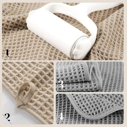 POLYTE 430 GSM Poly Blend Microfiber Quick Dry Waffle Bath Towel, 30x60 in | 4 Pack, Oversize, Lint Free, Body Towel