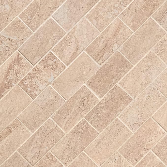 MSI Aria Oro Polished Porcelain Subway Tile for Kitchen Backsplash, Wall Tile for Bathroom, Accent Wall Tile, Shower Wall Tile, 12 in. x 12 in. Mesh-Mounted Mosaic Tile (8 sq. ft. / case)